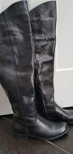 Italian leather long biker boots